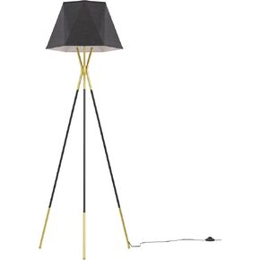 Inlight 65" Modern 1-Light Black and Gold Tripod Floor Lamp with Geometric Design Shade and Black Metal Legs, Bulb Not Included, IN-0808-1-BK