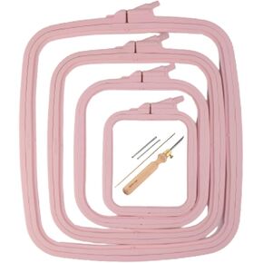 Nurge 5 Pcs Set Plastic Square Embroidery Hoop and Punch Needle , Cross Stitch Hoops, Punch Needle Hoop , DIY Craft Sewing,ABS Plastic Embroidery Hoops (Blue)