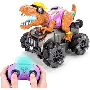Remote Control Dinosaur Car with Light Music Spray, Rechargeable Monster Dino Truck Car,Electric Hobby Rc Car Toys for Boys 3 4 5 4-7 8-12 Year Old, Christmas Birthday for Kids
