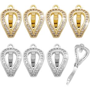 PH PandaHall 8pcs 2 Colors Necklace Connector Enhancer Clasp for 6mm Pearl Bead Gemstone Cubic Zirconia Fold Over Clasps Extender Openable Lock for Jewelry DIY Necklace Making