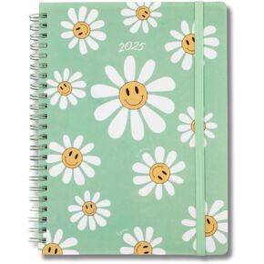 Steel Mill and Co Small Weekly and Monthly 12-Month Planner January 2025 - December 2025, Soft Cover Spiral Agenda, Daily Planner with Monthly Calendar, Stickers, and Pockets (Daisy Smiles)