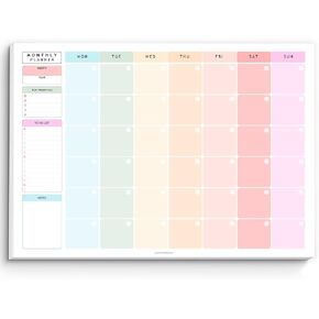 Monthly To Do List Notepad | Monthly Planner Desk Pad, Brain Dump, Organizer and Priority List | 50 Undated Tear Away Sheets | A4 Rainbow
