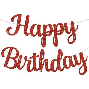Red Birthday Banner Happy Birthday Banners Party Supplies Birthday Party Decor for Women Men