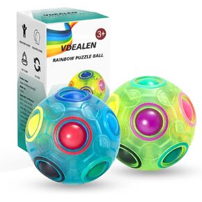 Vdealen Magic Rainbow Puzzle Ball, Fidget Ball Puzzle Brain Teaser Fidget Toy for Boys & Girls- Birthday Party Easter Valentines Christmas Stocking Stuffers for Kids Teen & Adults-2 Pack