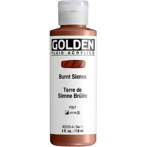 أكريليك السوائل بواسطة Golden ، Burnt Sienna ، 4 Fl. أوز. زجاجة ، طلاء أكريليك احترافي ، شبه مفتوح