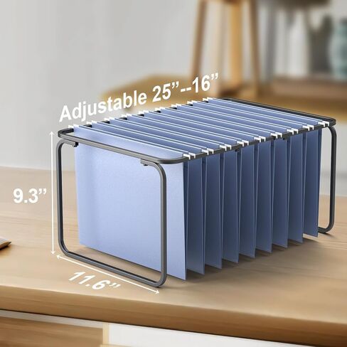 Legal/Letter Size Hanging File Folder Frame,Adjustable Length 16 to 25 inches,Heavy Duty Steel File Cabinet/Drawer Organizer Insert,Hanging Folder Holder for Desktop,11.6" W X 9.3" H,1 Pack in Saudi Arabia