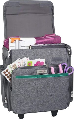 Everything Mary Rolling Craft Bag, Heather - Papercraft Tote with Wheels for Scrapbook & Art Storage - Organizer Case for IRIS Boxes, Supplies, and Accessories - for Teachers & Medical in Saudi Arabia
