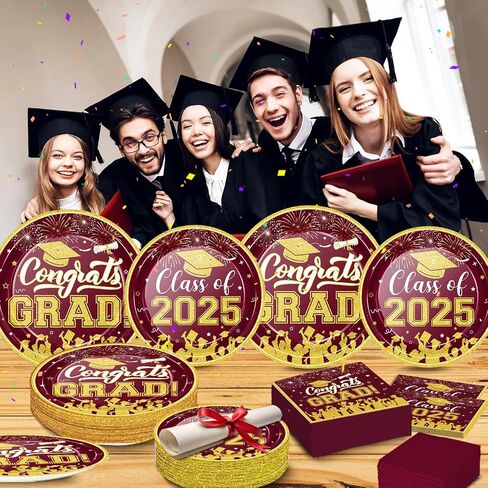لوحات التخرج والمناديل 2025 فئة تخرج التخرج من 2025 لوحات الورق الفضية الأزرق مناديل الكوكتيل على التهاني التي يمكن التخلص منها ديكورات الحفلات الخريجة تخدم 50 لوازم التخرج in Saudi Arabia