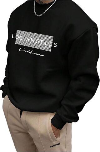 GORGLITTER Men's Los Angeles Sweatshirt Crewneck Oversized Long Sleeve Pullover Top in Kuwait
