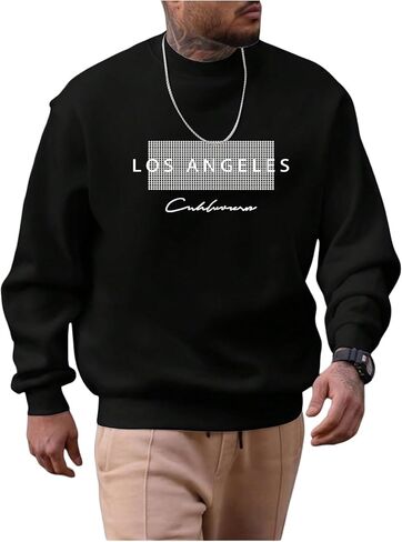 GORGLITTER Men's Los Angeles Sweatshirt Crewneck Oversized Long Sleeve Pullover Top in Kuwait