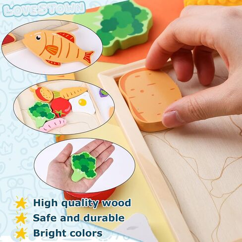 LovesTown 12PCS Wooden Stacking Puzzles, Educational Toys Sea Animal Chunky Jigsaw Puzzles for Kids in Kuwait