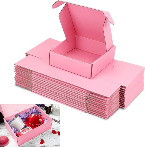 Small Shipping Boxes,6 x 6 x 2inch Corrugated Cardboard Box Set of 25 Mailer Box,Suitable for Shipping Mailing,Storing Small Items and Gift Presents Packing,Red in Saudi Arabia
