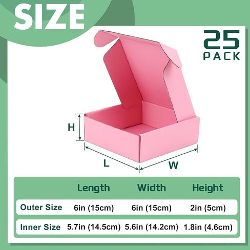 Small Shipping Boxes,6 x 6 x 2inch Corrugated Cardboard Box Set of 25 Mailer Box,Suitable for Shipping Mailing,Storing Small Items and Gift Presents Packing,Red in Saudi Arabia