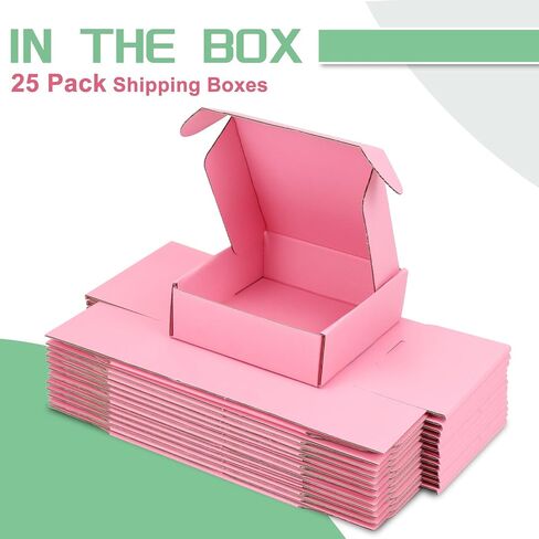 Small Shipping Boxes,6 x 6 x 2inch Corrugated Cardboard Box Set of 25 Mailer Box,Suitable for Shipping Mailing,Storing Small Items and Gift Presents Packing,Red in Saudi Arabia
