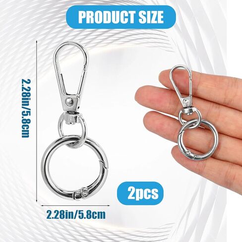 2pcs فتحة مزدوجة فتحة دوارة الخطاف دوارة مشبك مشبك المعادن دوار خطافات المفتاح مع حلقة مفاتيح مفتاح القصاص in Kuwait