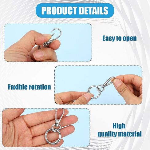 2pcs فتحة مزدوجة فتحة دوارة الخطاف دوارة مشبك مشبك المعادن دوار خطافات المفتاح مع حلقة مفاتيح مفتاح القصاص in Kuwait