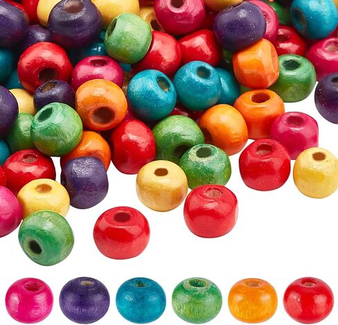 PH PandaHall 200pcs 7mm Wood Beads Mixed Color Macrame Beads Round Wooden Ball Loose Spacer Bead for Jewelry Making Home Decoration Macrame Christmas Halloween Farmhouse Garland Decoration in Saudi Arabia