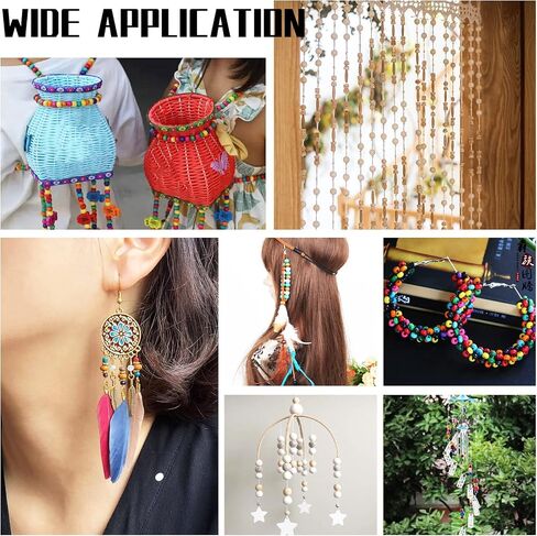 PH PandaHall 200pcs 7mm Wood Beads Mixed Color Macrame Beads Round Wooden Ball Loose Spacer Bead for Jewelry Making Home Decoration Macrame Christmas Halloween Farmhouse Garland Decoration in Saudi Arabia