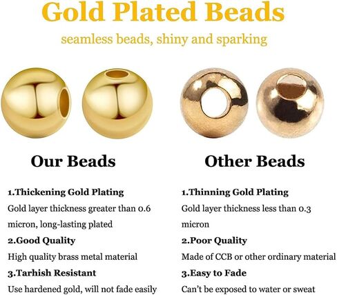 PH Pandahall 1000pcs 2mm 14k حبات النحاس المطلي بالذهب المطلي بالذهب طويل الأمد حبات الفواصل السلس سلسة حبات الكرة الفضفاضة من قلادات هاواي الصيفية ، والأساور ، وصنع القرط in Saudi Arabia