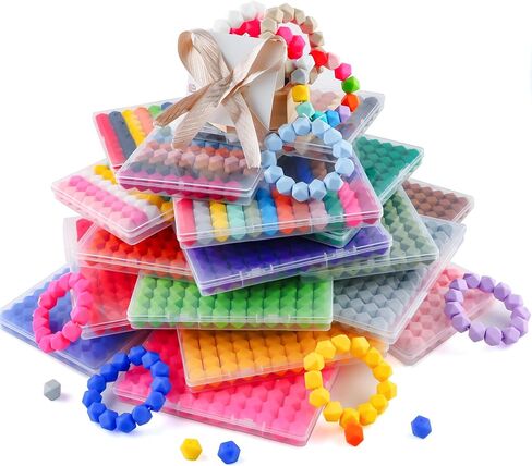 96Pcs Hexagon Silicone Beads, 14mm Polygon Silicone Beads for Keychain Making Silicone Beads for Pens and Bracelet Making（Multicolor） in Kuwait