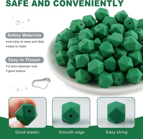 96Pcs Hexagon Silicone Beads, 14mm Polygon Silicone Beads for Keychain Making Silicone Beads for Pens and Bracelet Making（Multicolor） in Kuwait