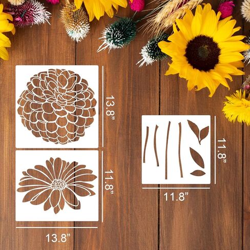 زهرة الإستنسل للطلاء 14 بوصة زهرة كبيرة من أذرع زهرة روز الكركديه الأزهار الأزهار لسياج حديقة قابلة لإعادة الاستخدام قابلة لإعادة الاستنسل عباد الشمس مرسو in Kuwait