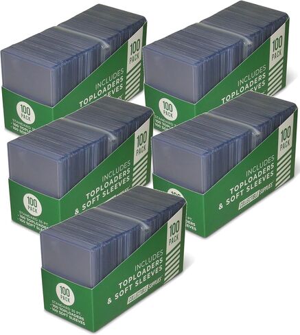 Top Loaders for Cards | 3x4 Inch Card Protectors for Collective Trading| Protective Sports Card Holder | Standard Size | Penny Soft Sleeves (100 Toploaders + 100 Penny Sleeves) in Kuwait