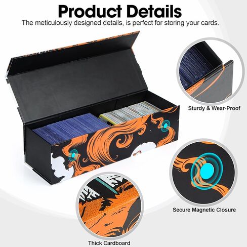 Trading Card Storage Box, Top Loader Boxes with Magnet Lid, Sports Card Case for Baseball/Soccer Card, Card Holder Case fits 800 Cards or 200 Top Loaders (Ethereal Elemental Grid, 4 Pack) in Kuwait