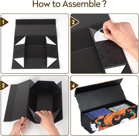 Trading Card Storage Box, Top Loader Boxes with Magnet Lid, Sports Card Case for Baseball/Soccer Card, Card Holder Case fits 800 Cards or 200 Top Loaders (Ethereal Elemental Grid, 4 Pack) in Kuwait