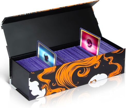 Trading Card Storage Box, Top Loader Boxes with Magnet Lid, Sports Card Case for Baseball/Soccer Card, Card Holder Case fits 800 Cards or 200 Top Loaders (Ethereal Elemental Grid, 4 Pack) in Kuwait