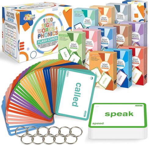 SpringFlower Sight Words Flash Cards with Pictures,Motions&Sentences, 220 Dolch Sight Words for Preschool, Kindergarten, 1st, 2nd & 3rd Grade.Homeschool, Learn to Read, Phonics Learning,235 Pieces in Kuwait