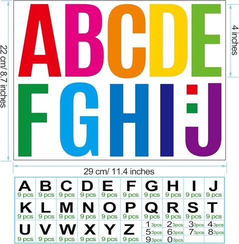 Bemeol 30 Sheets Large Letter Sickers 3 inch Vinyl Letter Alphabet Number Stickers for Bulletin Board Classroom Mailbox Window Door Home Decor(Black) in Kuwait