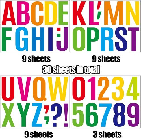 Bemeol 30 Sheets Large Letter Sickers 3 inch Vinyl Letter Alphabet Number Stickers for Bulletin Board Classroom Mailbox Window Door Home Decor(Black) in Kuwait