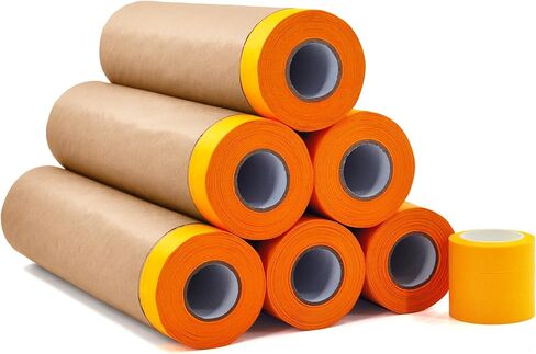 Pre-Taped Paint Masking Paper and Masking Tape Sets,4 Rolls 22inch-50feet Painters Paper and 2 Rolls Painters Tape, Automotive Paint Paper, Tape and Drape Waterproof for Painting Protection Covering in Saudi Arabia
