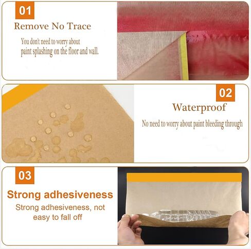 Pre-Taped Paint Masking Paper and Masking Tape Sets,4 Rolls 22inch-50feet Painters Paper and 2 Rolls Painters Tape, Automotive Paint Paper, Tape and Drape Waterproof for Painting Protection Covering in Saudi Arabia