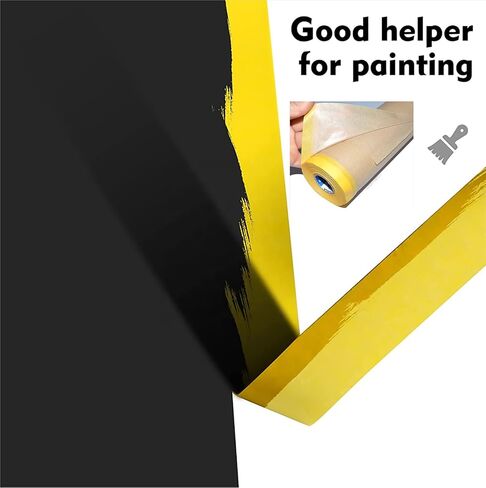 Pre-Taped Paint Masking Paper and Masking Tape Sets,4 Rolls 22inch-50feet Painters Paper and 2 Rolls Painters Tape, Automotive Paint Paper, Tape and Drape Waterproof for Painting Protection Covering in Saudi Arabia