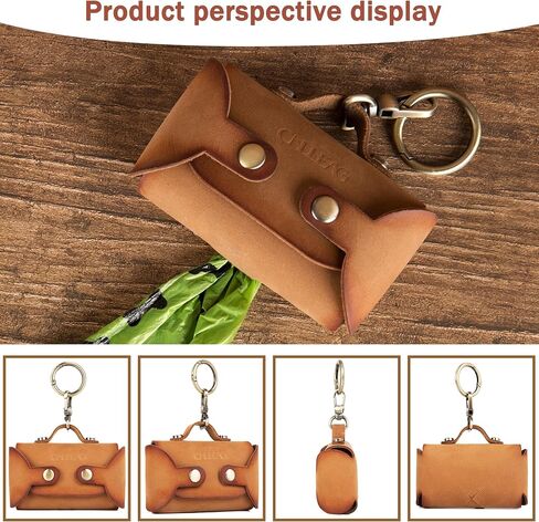 Handmade Leather Dog Poop Bag Dispenser - Stylish and Durable with Belt Attachment for Dog Walkers, Featuring a Brass Metal Clip in Hand-dyed Brown in Saudi Arabia