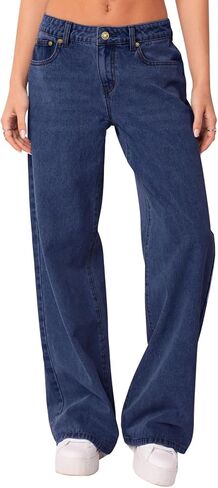 NIMIN Womens Vintage Baggy Mid Rise Washed Jeans Loose Straight Wide Leg Y2K High Waisted Denim Pants with Pockets Bleached Blue XX-Large in Saudi Arabia
