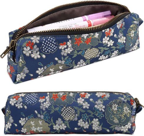 Embroidered Small pencil case, pencil pouch,Portable Pencil Bag,Cosmetic Bag Coin Pouch,Office Stationery Organizer, woman,Adult (navy blue) in Saudi Arabia