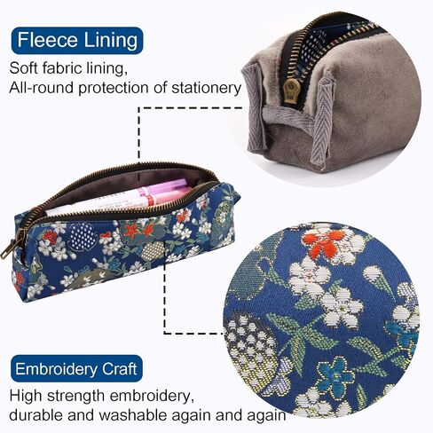 Embroidered Small pencil case, pencil pouch,Portable Pencil Bag,Cosmetic Bag Coin Pouch,Office Stationery Organizer, woman,Adult (navy blue) in Saudi Arabia