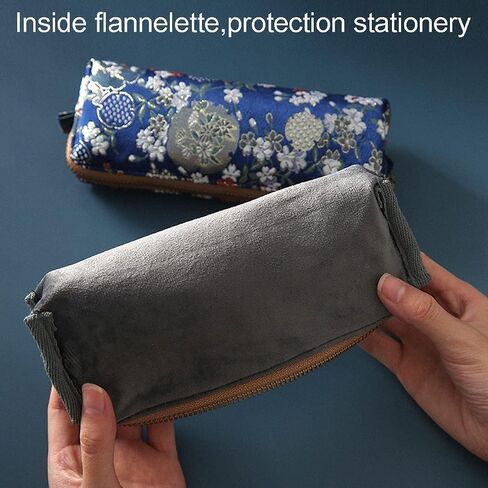 Embroidered Small pencil case, pencil pouch,Portable Pencil Bag,Cosmetic Bag Coin Pouch,Office Stationery Organizer, woman,Adult (navy blue) in Saudi Arabia