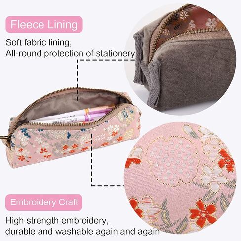 Embroidered Small pencil case, pencil pouch,Portable Pencil Bag,Cosmetic Bag Coin Pouch,Office Stationery Organizer, woman,Adult (navy blue) in Saudi Arabia