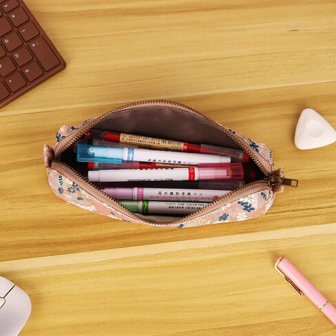 Embroidered Small pencil case, pencil pouch,Portable Pencil Bag,Cosmetic Bag Coin Pouch,Office Stationery Organizer, woman,Adult (navy blue) in Saudi Arabia