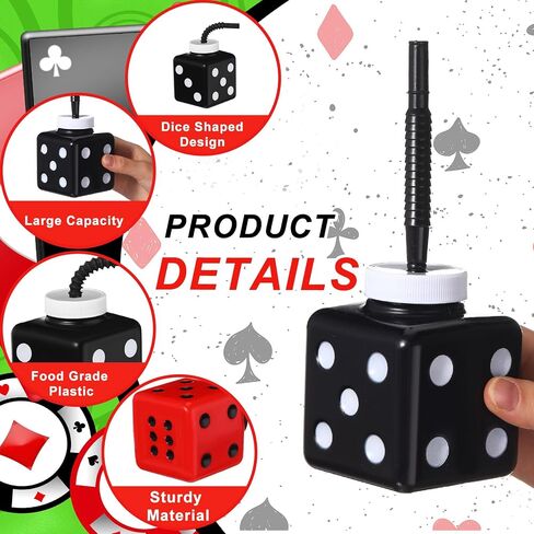 Yaomiao 12 Pieces Casino Party Favor Gift Supplies Cup with Straws and Lids,10 oz Plastic Dice Shape Casino Party Decoration Cups Bulk for Casino Game Night Party Kids Theme Party Favors(Dice) in Saudi Arabia