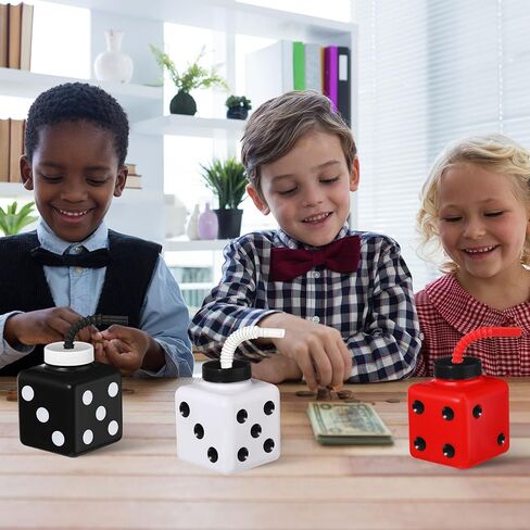 Yaomiao 12 Pieces Casino Party Favor Gift Supplies Cup with Straws and Lids,10 oz Plastic Dice Shape Casino Party Decoration Cups Bulk for Casino Game Night Party Kids Theme Party Favors(Dice) in Saudi Arabia