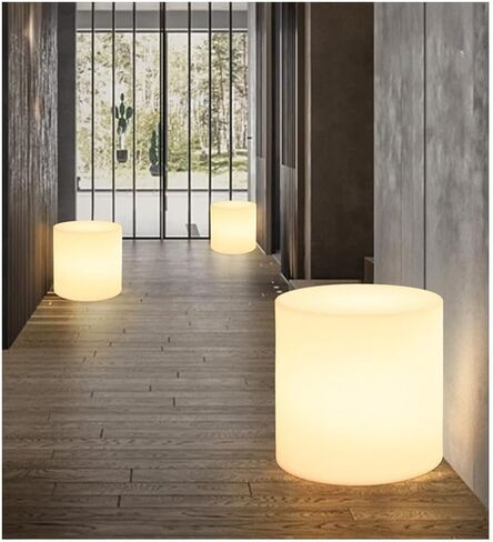 16-Inch LED Cylinder Floor Lamp, 16 Dimmable Colors LED Glow Chair, Rechargeable & Remote LED Low Stools, Nightstand Mood Light, Modern LED Floor Lamp for Living Room, for Wedding Hallway Party Decor in Kuwait