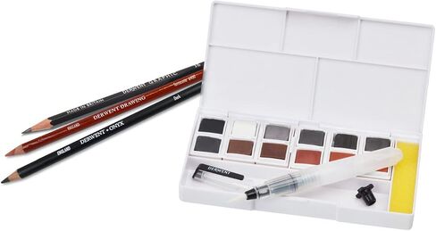 Derwent Shade & Tone Mixed Media Set, 16 Piece Set, Natural Paint Colors with Inktense, Graphitint, Pencils & Tinted Charcoal, Professional Quality (2305903) in Kuwait