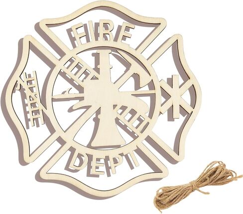 10 Pack 6 Inch Wood Fireman Badge Cutouts Fireman Maltese Cross Cutouts Unfinished Wood Firefighter Crosses Cutouts Crafts Wooden Fireman Badge Hanging Ornaments for Home Party Decoration in Kuwait