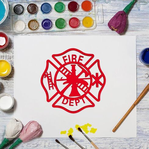 10 Pack 6 Inch Wood Fireman Badge Cutouts Fireman Maltese Cross Cutouts Unfinished Wood Firefighter Crosses Cutouts Crafts Wooden Fireman Badge Hanging Ornaments for Home Party Decoration in Kuwait