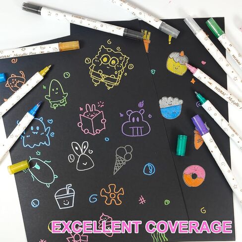 SAYEEC Metallic Paint Pens 10 Colors Dual Tip Metallic Paint Markers with Brush and Fine Point Nail Art Polish Pens Highlighters for Black Paper Rock Painting Card Making Calligraphy DIY Album Crafts in Kuwait